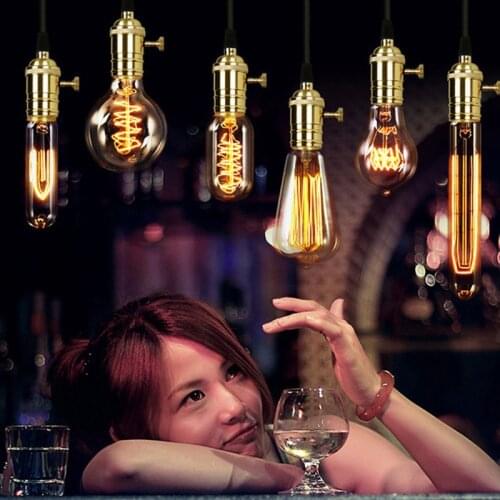 110V 60W Vintage Edison Bulb ST48 Antique Tungsten Filament Incandescent E12 Base For Home Decoration