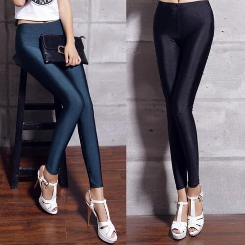 Womens shiny lycra neon spandex leggings ladies plus size black women leggings high waist stretch skinny shiny spandex leggings