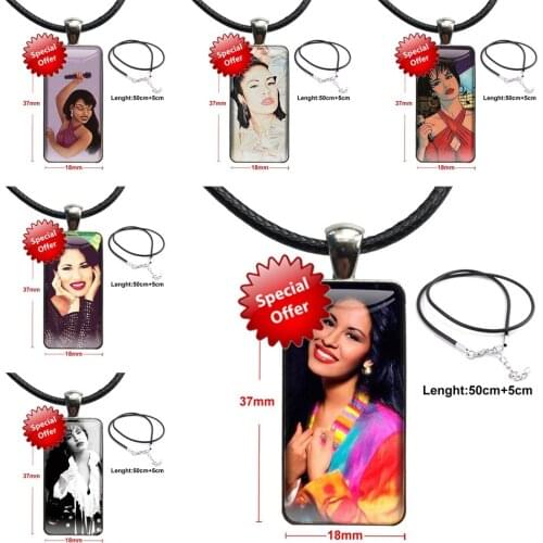Selena Quintanilla Necklace Fashion Long Chain With Rectangle Necklace Jewelry Stunning For Men Women Party Gift