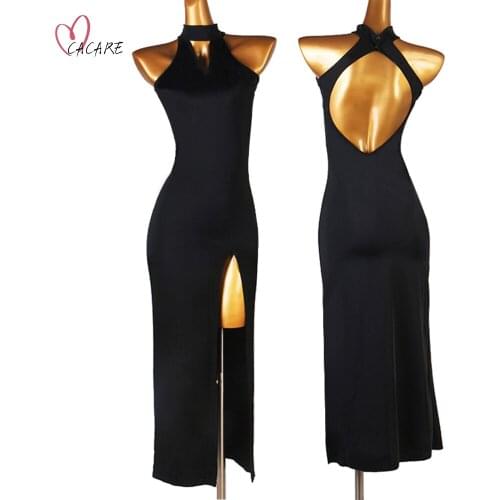 CACARE Sexy Latin Dance Dress Women Latina Salsa Latin Dance Competition Dresses Fringe CHEAP Customize D0856 Split Hem Backless