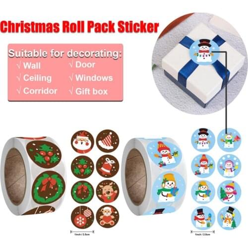 1 Roll(500pcs) 8 Designs 1 Inch Christmas Theme Seal Labels Stickers For DIY Gift Baking Package Envelope Stationery Decoration