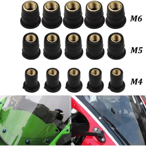 10Pcs M4/M5/M6 Rubber Well Nuts Blind Fastener Windscreen Windshield Fairing Cowl Riding Motorcycle Accessories Fastener Goods