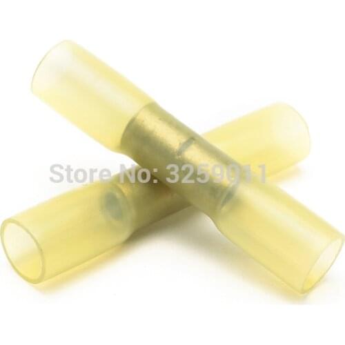 250PCS BHT5.5 12-10 AWG Nylon Heat Shrink Butt Connectors Insulated Electrical Wire Cable Crimp Terminals BlockYellow
