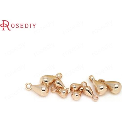 D415)20 pieces 3x6mm 4x8mm 24K Champagne Gold Color Plated Brass Drop Shape End Beads High Quality Diy Jewelry Accessories