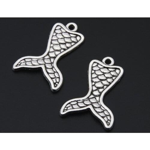 20pcs Silver Color Exquisite Mermaid Fish Tail Charms Sea Mermaid Pendant Jewelry Making DIY Handmade Craft Accessories A3392