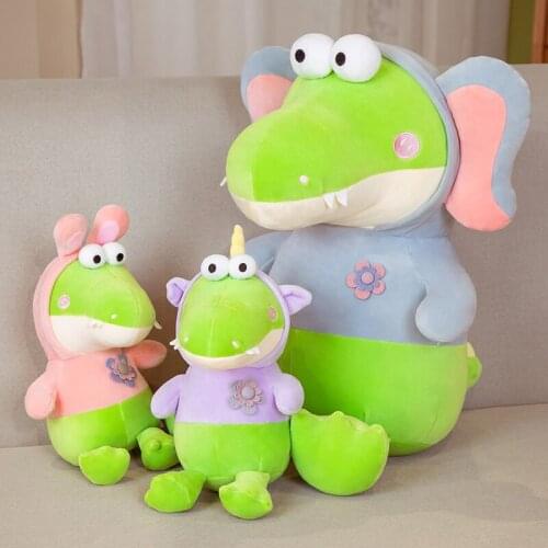 22/35/45CM Cute Dress Up Crocodile Toy Kawaii Crocodile Doll Sleeping Pillow Home Bed Decoration Holiday Gift