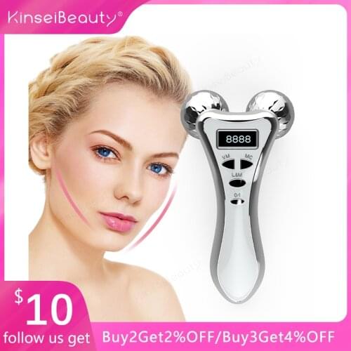 3D Face Roller Massager Micro-current Vibration EMS Microcurrent Face Lift Device Facial 4D Roller Y Shape Rotating Machine