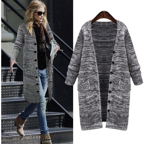 Ayonsue casaco feminino knit cardigan plus size sweater women long cardigan coat Mujeres cardigans top femme kj157