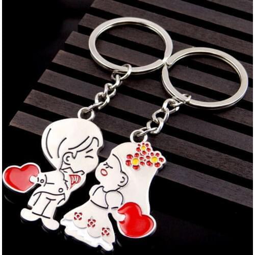 Novelty Items Casual Couple Love Keychain Cartoon Key chain Lovers Key ring Women Wedding Jewelry Accessory Valentines Gift