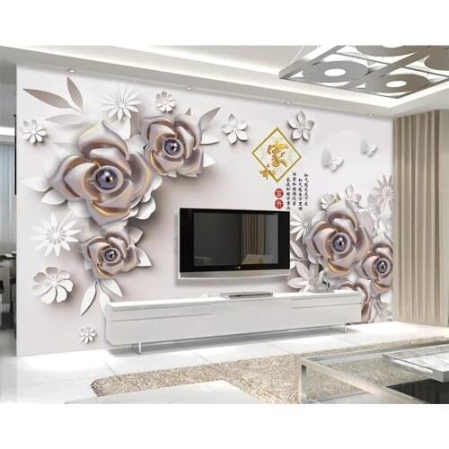 Beibehang papier peint mural 3d 3d wallpaper home decor custom embossed floral wallpaper tv background wallpaper for walls 3 d