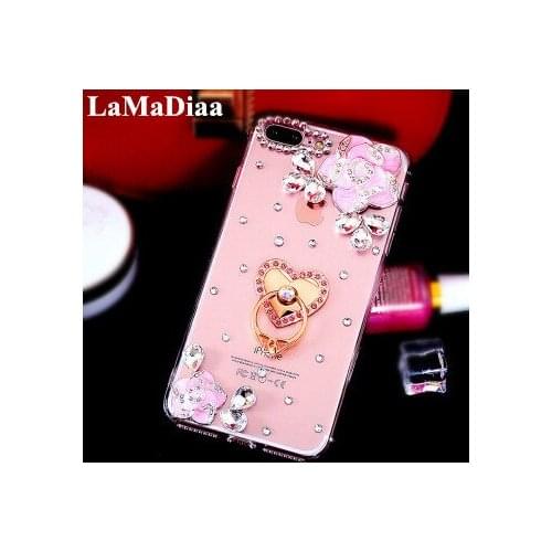 Case For iphone X XS MAX XR 11 12 Pro Max 6 6S 7 8 Plus Luxury Bling Diamond Love Heart Ring Holder Stand Soft TPU Back Cover