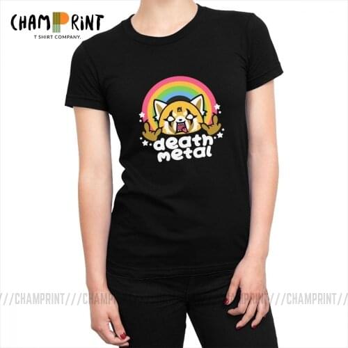 Death Metal Aggretsuko Aggressive Retsuko T-shirt for Women Basic 100% Cotton Tshirt Aesthetic Tops Tees Female Clothes Big Size