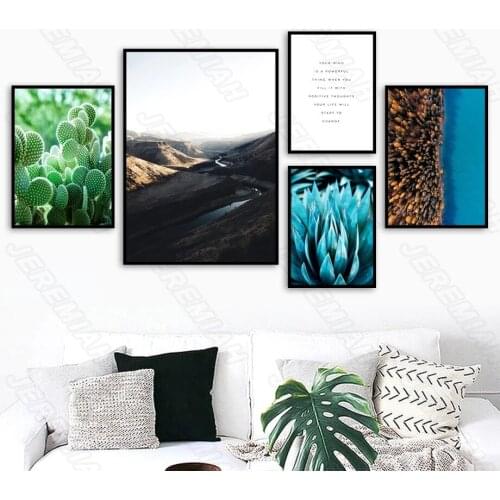 Decorative Poster Cactus Big Mountain North European Style Waterproof Ink Painting Print Painting Modern Bedroom Wall Stickers