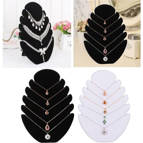 Necklace Holder Jewelry Pendant Chain Display Black Stand Velvet Easel Organizer Rack