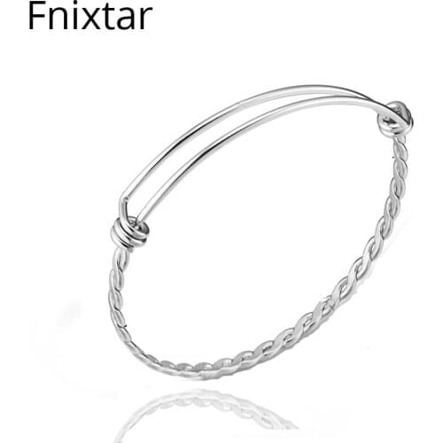 Fnixtar Never Fade Twist 316L Adjustable Bangle and Bracelet DIY Stainless Steel Bracelets for Women Making Jewelry 20pcs/lot