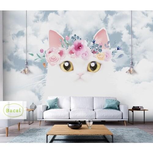 Custom 3D flower Photo Mural Wallpaper For Kids Room Animal Paradise Cartoon Cat Children House for Bedroom papel mural 3D