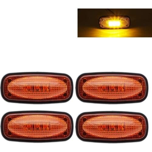 Fuleem 4PCS Amber LED Side Marker Fender Lights Built-in 3 Diodes 12V For Pickup Camper Cab SUV Trailer Heavy Duty Truck