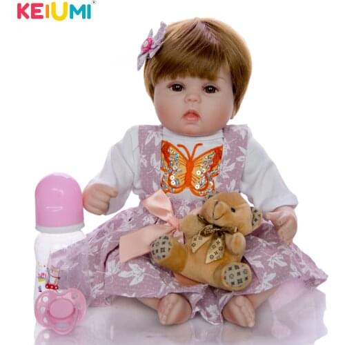 KEIUMI Reborn Girl Doll 17 Inch Hot Sale Reborn Menima Cloth Body Baby Reborn Doll For Childrens Day Gift