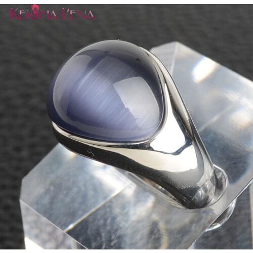 Gold Color Stainless Steel Big Oval Opals Statement Geometry Finger Rings Male Men Hip Hop Party Jewelryc Size 7-11