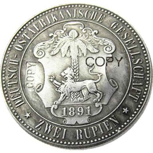 1891 German East Africa 1 Rupie Coin Guilelmus II Imperator Silver Plated Copy coin