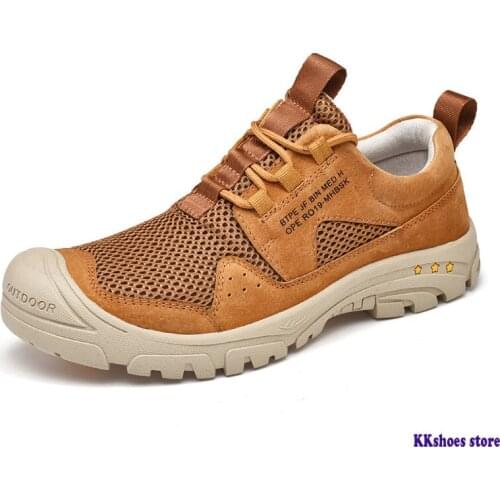 Lightweight Comfortable Men Shoes Suede Leather With Mesh Casual Shoes Breathable Fashion Sneakers Outdoor Walking Shoes Men