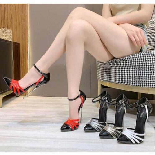 Summer sandals New model fashion slim heel pointed toe high heeled sandals large heels women sandals shoes pumps 16cm sexy
