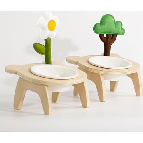 Pet Cat Food Bowls Creative Cute Tilt 10° kitten Flower Bowl Feeding Small Dogs Ceramic Single Bowl Pet Feeder Tools