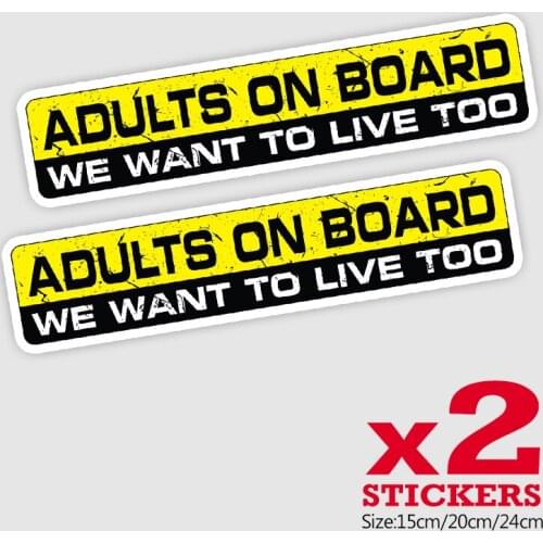 CS11510 2 Pieces/Pack 15/20/24CM PVC Decal ADULTS ON BOARD Sticker Waterproof Accessories on Bumper Rear Window Truck Motorcycle