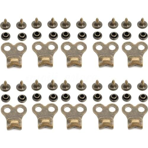 New 10Set Gunmetal Boot Hooks Lace Fittings With Rivets Camp Hike Climbing Repair