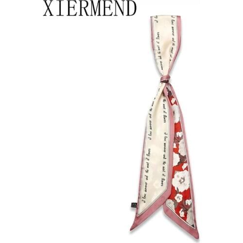 2021 spring new summer small shirt long ribbon silk scarves Korea belt with small scarf women skinny scarf