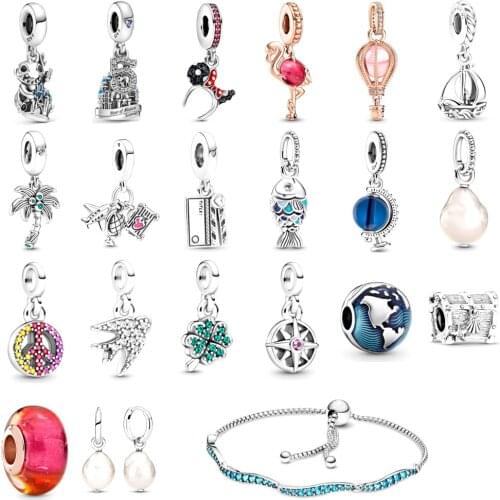 NEW 100% 925 Sterling Silver 2021 Ocean Summer Collection Pendant Charm Fit DIY Women Bracelet Original Fashion jewelry Gift