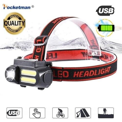 NEW listing 4000LM Portable Mini XPE 2* COB Rechargeable LED Headlight Use 18650 Waterproof Good Quality Headlamp for Climb Run
