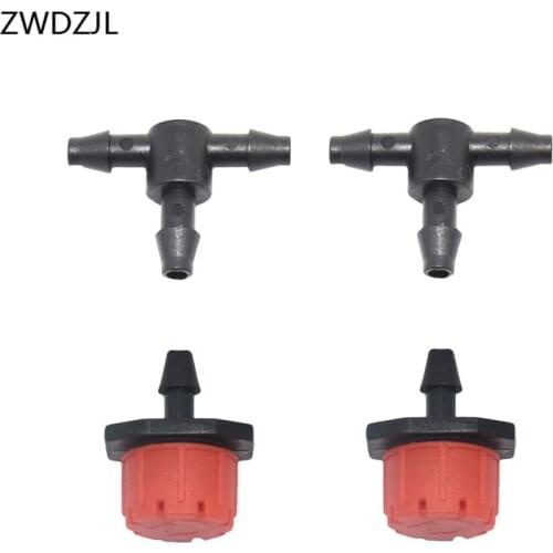 Irrigation 8 holes red dripper Adjustable Sprinkler 1/4 tee Barb Connector Fog Connector 4/7 Hose Adapter watering 120set