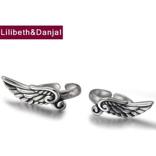Couple Wing Adjustable Ring 100% Pure 925 Sterling Silver Letter Ring Women Men jewellery anillo plata 925 2020 New Arrival R25