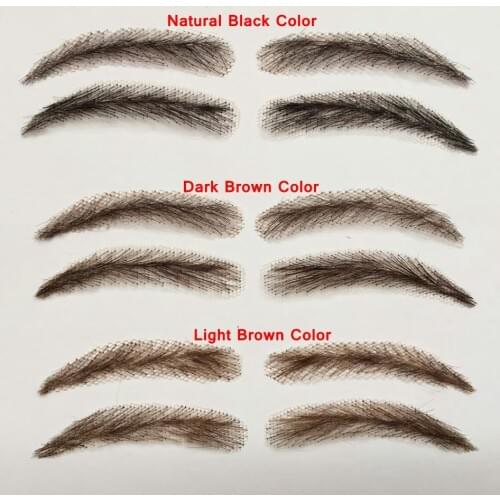 A pair of Hand Made Human Hair Eyebrow Fake Eyebrow 013 Light Brown Color Handmade Swiss Lace Invisible Reality Eyebrow