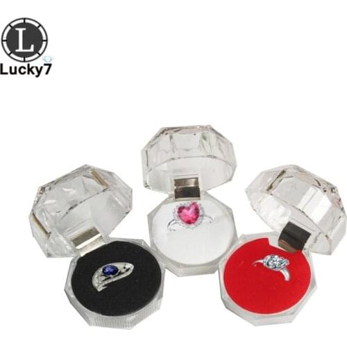 10pcs Clear Acrylic Crystal Ring Earrings Display Boxes Storage Organizer Package Case Transparent Jewelry Box