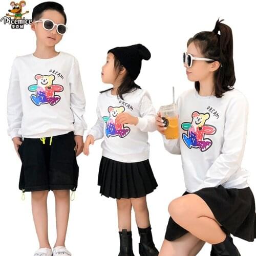 Family Matching Clothes Cartoon Bear Long Sleeve Sweatshirts Tops Mom Dad Daughter Son Clothing Family Match Shirts