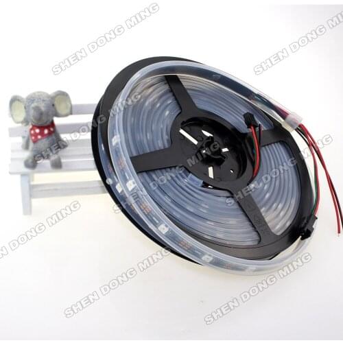 5M IC Built-in WS2812 led strip pixel DC5V 30leds/m 5050 Black PCB addressable changeable color RGB Tube Waterproof IP67