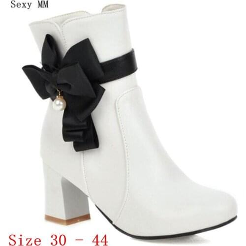 Spring Autumn High Heels Women Ankle Boots High Heel Shoes Woman Short Boots Small Plus Size 30 31 32 33 - 40 41 42 43 44