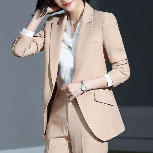 Womens suits autumn and winter solid color small suit nine pants 2 sets of fashion suit suit office ladies business two-piece