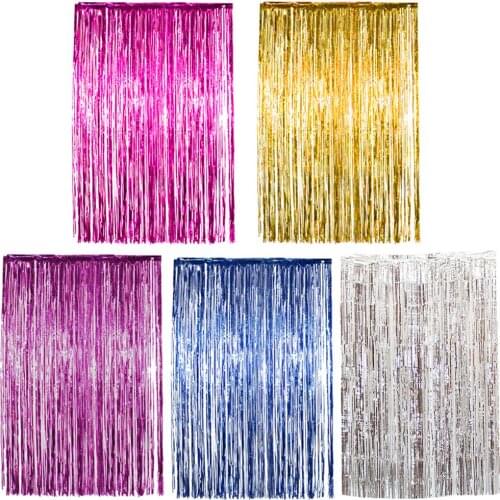 Gold Pink Rainbow Sequin Rain curtain pull flower 1*2 meters party background foil curtain rose gold pink rain