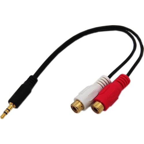 0.2M 3.5mm Jack To 2 RCA Audio Cables 3.5 Male To RCA Female Gold Plated Coaxial Aux Cable For Laptop TV DVD Amplifier