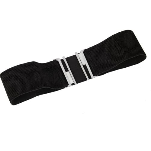 1PC Summer Women Stretch Elastic Wide Corset Waist Belts Silver Metal Buckle Fabric Strap Female Apparel Accessories Dress Waist