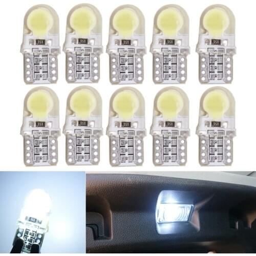 10pcs Car LED T10 W5W Led Bulbs 194 168 COB Silicone Shell Car LED Light Turn Side Lamp License Plate Lights Super Brighter 12V