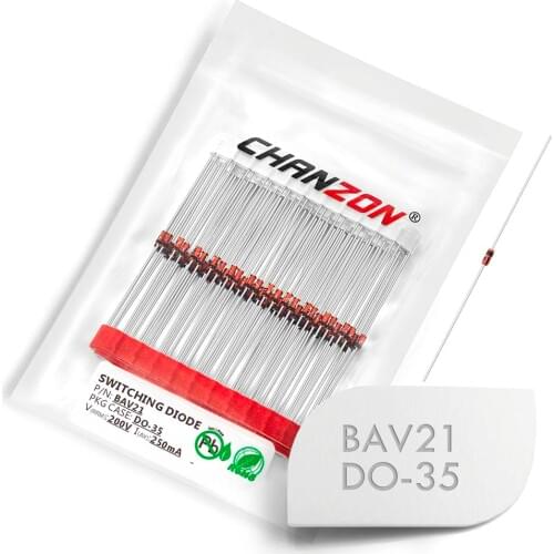 100 Pcs) BAV21 Small Signal Fast Switching Diodes Axial 250mA 200V DO-35 (DO-204AH) 250 mA 200 Volt