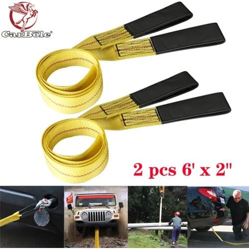 2 Pack 6ft x 2in Lifting Sling Straps with Heavy Duty Flat Loops Eye & Eye 10000Lbs Width Flat Polyester Nylon Webbing