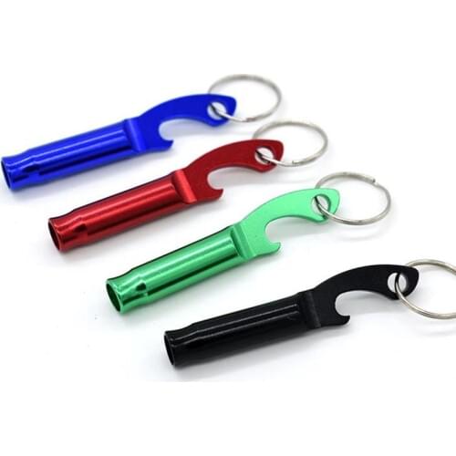 2 in 1 kit Mini Aluminum Keychain Keyring Beer Bottle opener With whistle Bar Tool Claw Gift F20173280