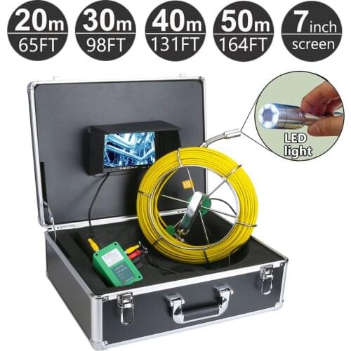 20 - 50M Sewer Pipe Pipeline Drain Inspection System 7 inch LCD Monitor 1000TVL Snake Drain Waterproof Pipe & Wall Video Camera