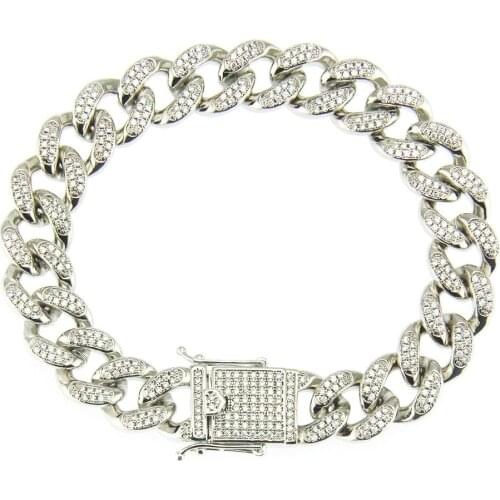 2021 Ebay Cross Border Source Hiphop Hip Hop Copper Zircon Inlaid Cuban Chain Bracelet Butterfly Buckle Mens Bracelet