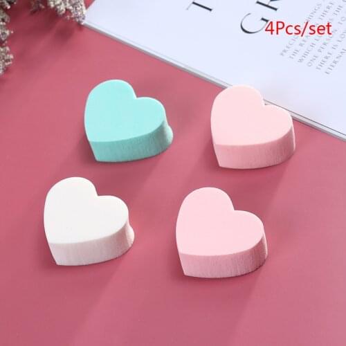 4Pcs/Lot Heart Shaped Puff Makeup Sponge Blending Face Flawless Foundation Cream Blending Cosmetic Powder Puff Candy Color